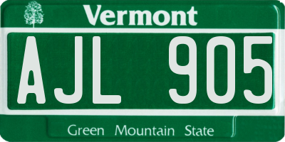 VT license plate AJL905