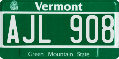 VT license plate AJL908