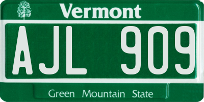 VT license plate AJL909