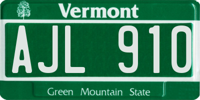 VT license plate AJL910