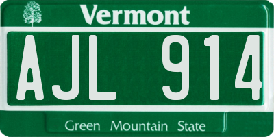 VT license plate AJL914