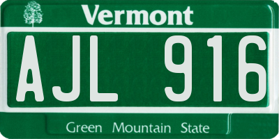 VT license plate AJL916
