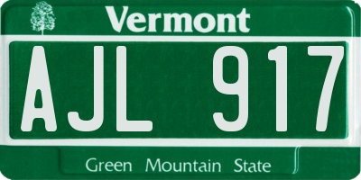 VT license plate AJL917