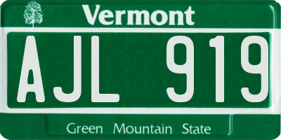 VT license plate AJL919