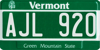 VT license plate AJL920