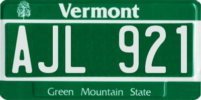 VT license plate AJL921
