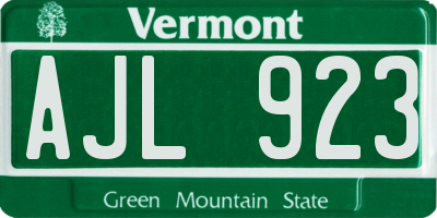 VT license plate AJL923