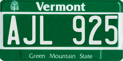 VT license plate AJL925