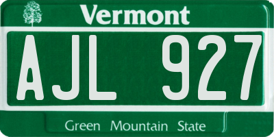VT license plate AJL927