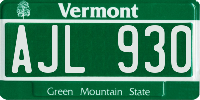 VT license plate AJL930
