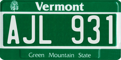 VT license plate AJL931