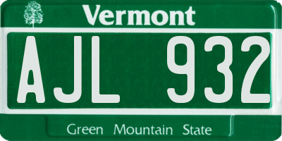 VT license plate AJL932
