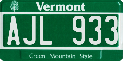 VT license plate AJL933