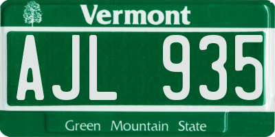 VT license plate AJL935