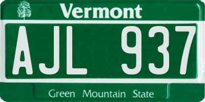 VT license plate AJL937