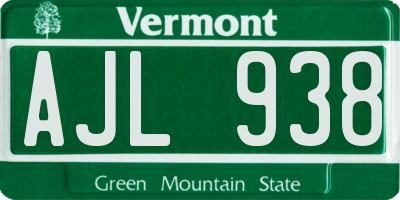 VT license plate AJL938