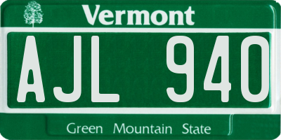VT license plate AJL940