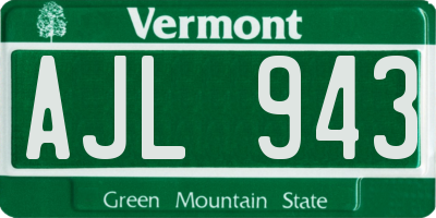 VT license plate AJL943