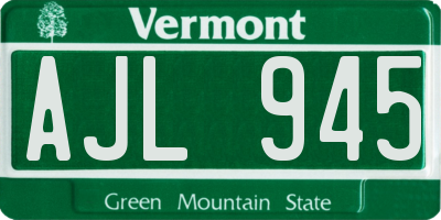 VT license plate AJL945