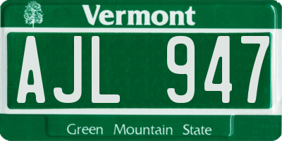 VT license plate AJL947