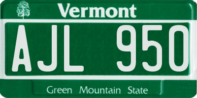 VT license plate AJL950