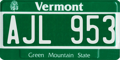 VT license plate AJL953