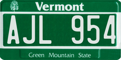 VT license plate AJL954