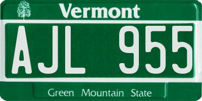VT license plate AJL955