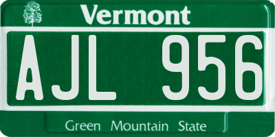 VT license plate AJL956