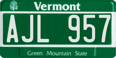 VT license plate AJL957