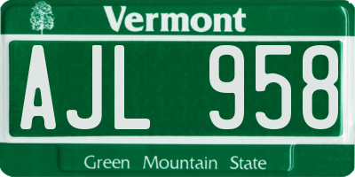 VT license plate AJL958