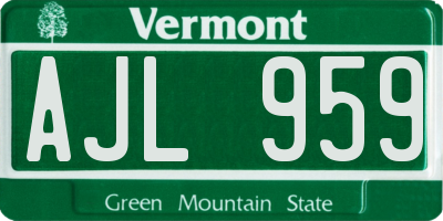 VT license plate AJL959