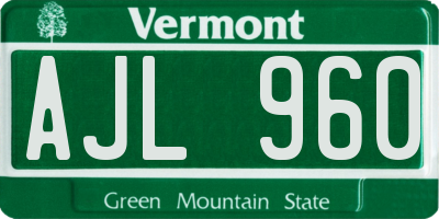 VT license plate AJL960