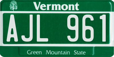 VT license plate AJL961