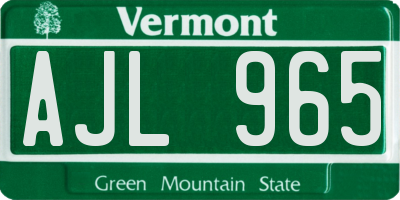 VT license plate AJL965