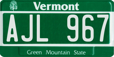 VT license plate AJL967
