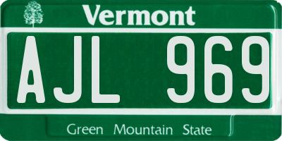 VT license plate AJL969