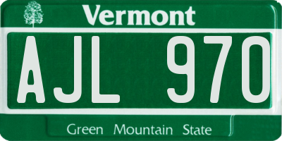 VT license plate AJL970