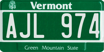 VT license plate AJL974