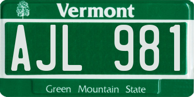 VT license plate AJL981