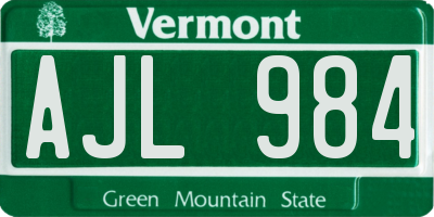 VT license plate AJL984
