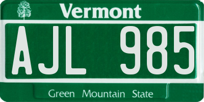 VT license plate AJL985