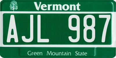 VT license plate AJL987
