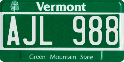 VT license plate AJL988
