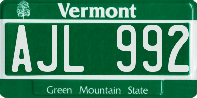 VT license plate AJL992
