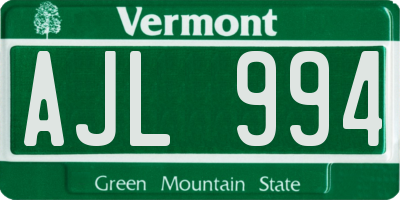 VT license plate AJL994