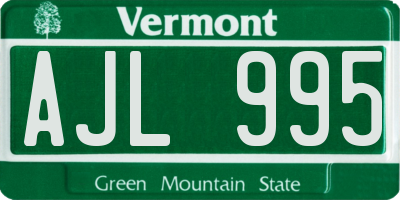 VT license plate AJL995