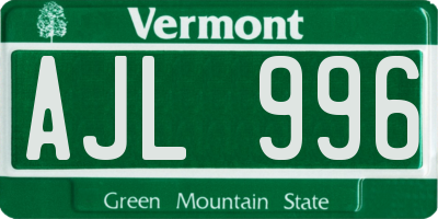VT license plate AJL996
