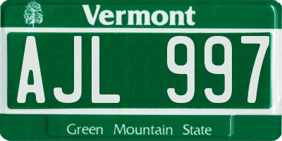 VT license plate AJL997
