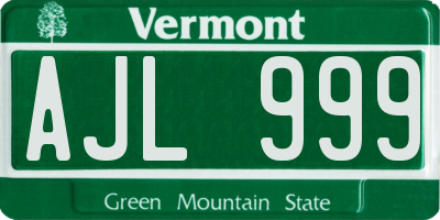 VT license plate AJL999